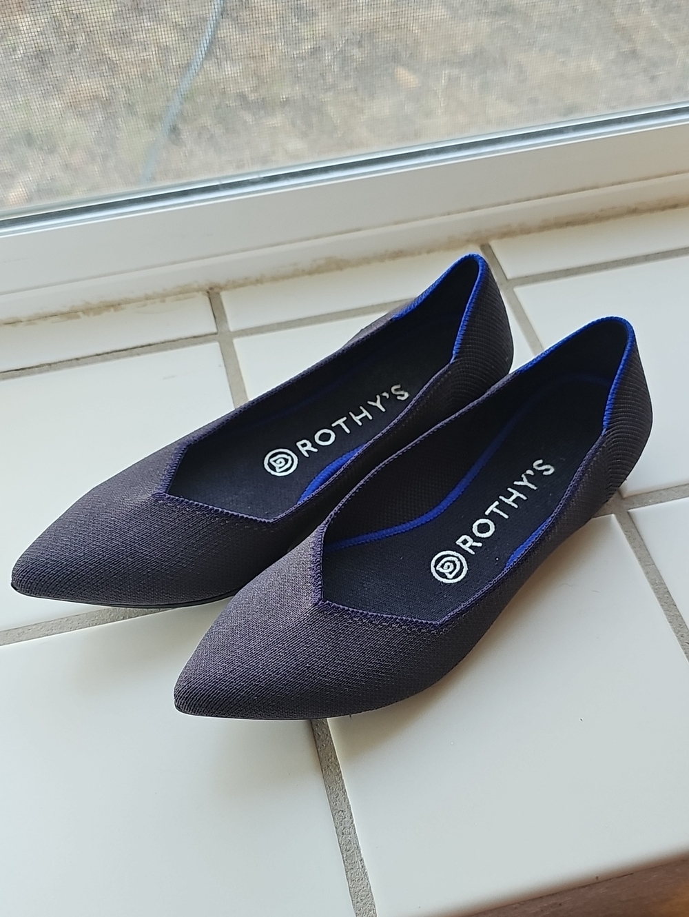 Rothy's The Point Ballet Flats Navy Dark Gray Made In China Size 8